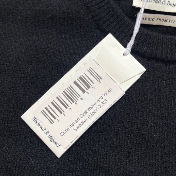 Weekend & Beyond Cura Italian Cashmere Wool Sweater Black Size XS Small NEW NWT - Picture 7 of 11